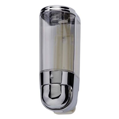 Immagine di MINI DISTRIBUTORE DI SAPONE LIQUIDO BASICA,  BASE IN ABS PER TUTI I SAPONI SALVO MICROGR SISTEMA PUSH CROMO 0,3LT
