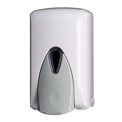 Immagine di DISTRIBUTORE DI SAPONE LIQUIDO WAVE ABS PUSH ANTI-GOCCIA A RIEMPIMENTO PER TUTTI I SAPONI SALVO MICROGRANULI BCO 0,5LT