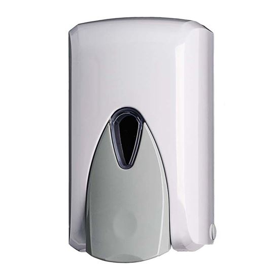 Immagine di DISTRIBUTORE DI SAPONE LIQUIDO WAVE ABS PUSH ANTI-GOCCIA A RIEMPIMENTO PER TUTTI I SAPONI SALVO MICROGRANULI BCO 0,5LT