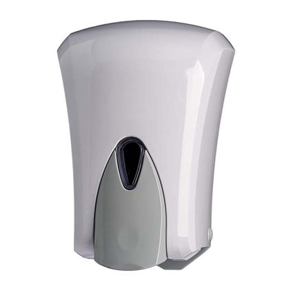 Immagine di DISTRIBUTORE DI SAPONE LIQUIDO WAVE IN ABS PUSH ANTI-GOCCIA PER TUTTI I TIPI DI SAPONE SALVO MICROGRANULI BIANCO, 1 LT