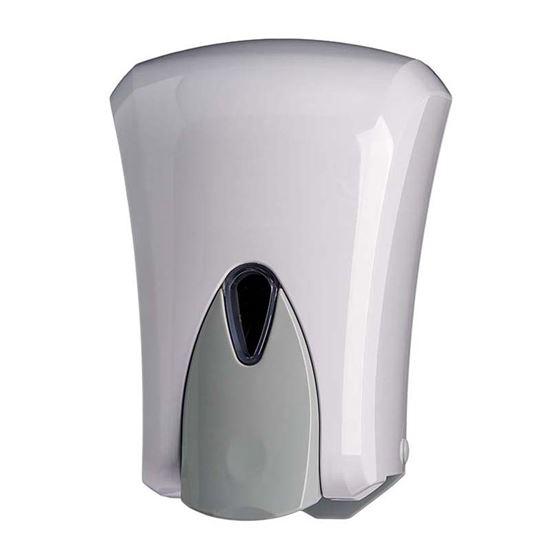 Immagine di DISTRIBUTORE DI SAPONE LIQUIDO WAVE IN ABS PUSH ANTI-GOCCIA PER TUTTI I TIPI DI SAPONE SALVO MICROGRANULI BIANCO, 1 LT