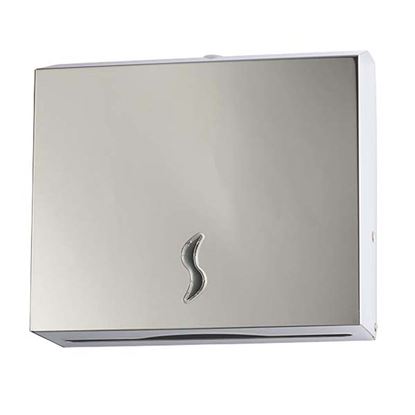 Immagine di DISTRIBUTOREDI CARTA ASCIUGAMANI BRINOX, ACCIAIO INOX AISI 304 BRILLANTE, FINO A 200 FOGLI PIEGATA A C O Z