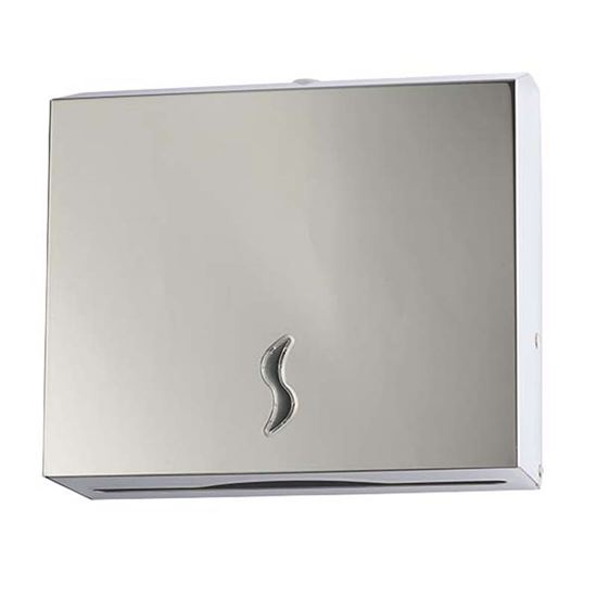 Immagine di DISTRIBUTOREDI CARTA ASCIUGAMANI BRINOX, ACCIAIO INOX AISI 304 BRILLANTE, FINO A 200 FOGLI PIEGATA A C O Z