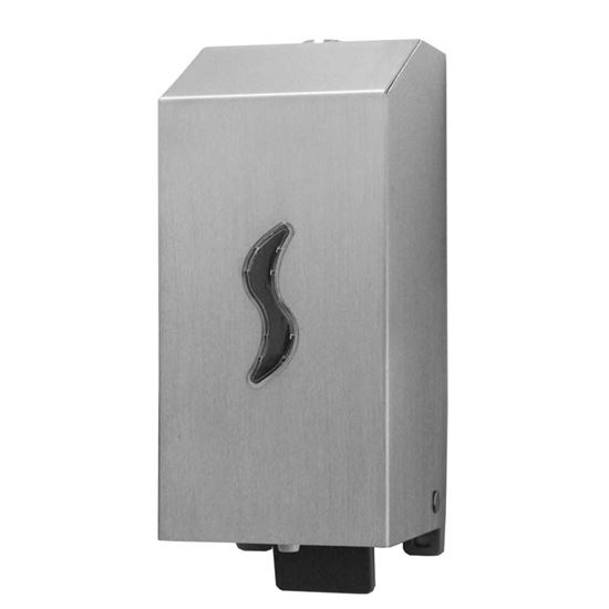 Immagine di DISPENSER SAPONE LIQUIDO BRINOX ACCIAIO INOX TANICA IN PLAST 0,5LT PER TUTTI I SAPONI SALVO A MICROGRANULI VITI INCLUSE