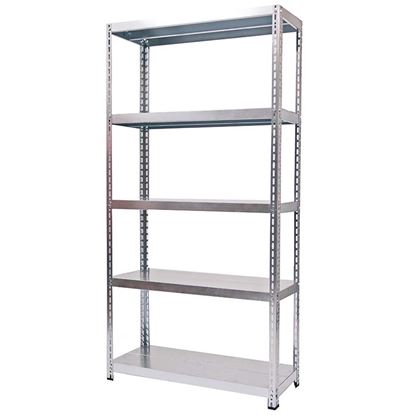 Immagine di SCAFFALE IN KIT MACISTE 5 RIPIANI, 100X40XH200 CM, PORTATA 200 KG A RIPIANO, ZINCATO, MONTAGGIO AD INCASTRO/BULLONI