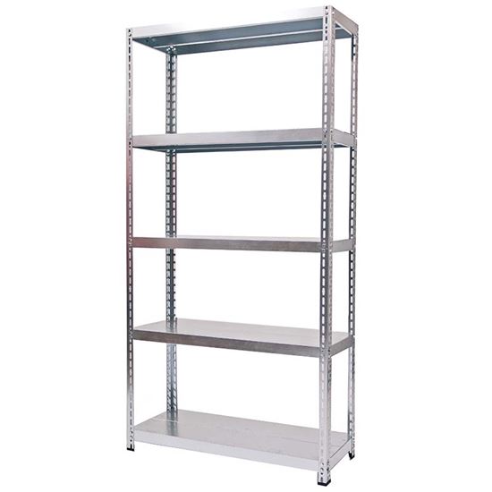 Immagine di SCAFFALE IN KIT MACISTE 5 RIPIANI, 100X40XH200 CM, PORTATA 200 KG A RIPIANO, ZINCATO, MONTAGGIO AD INCASTRO/BULLONI