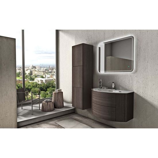 Immagine di BASE SOSPESA EDEN 90 CM, IN MDF, 4 CASSETTI PUSH, 90X52XH55 CM, COLORE ROVERE SCURO SOFT