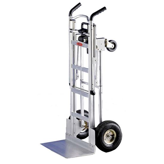 Immagine di CARRELLO MULTIPOSIZIONE, TELAIO IN ALLUMINIO, RUOTE PNEUMATICHE, 122X50 CM, PORTATA DA 250 A MAX 450 KG