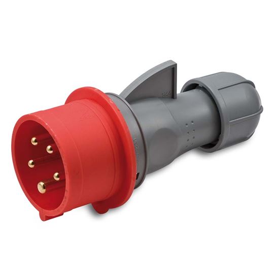 Immagine di SPINA INDUSTRIALE DRITTA 16A, 3P+T+N, 6H, COLORE ROSSO, IP44, 380-415V
