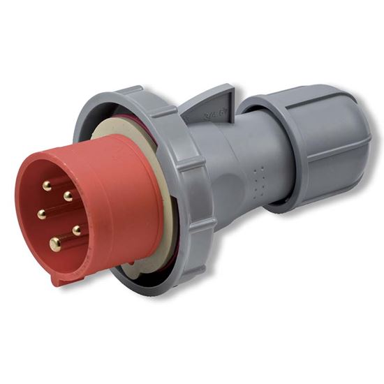 Immagine di SPINA INDUSTRIALE DRITTA 16A, 3P+T, 6H, COLORE ROSSO, IP67, 380-415V