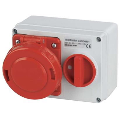 Immagine di PRESA INTERBLOCCATA ORIZZONTALE 32A, 3P+N+T, COLORE ROSSO, 6H, IP67, 240-415V