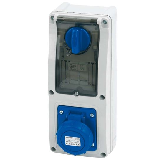 Immagine di PRESA INTERBLOCCATA VERTICALE 16A, 2P+T, COLORE BLU, 6H, IP67, 200-250V