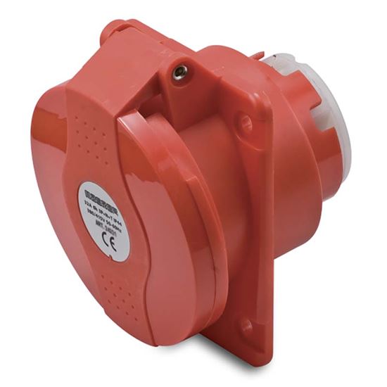Immagine di PRESA FISSA DA INCASSO 16A, 3P+T, COLORE ROSSO, 6H, IP44, 380-415V
