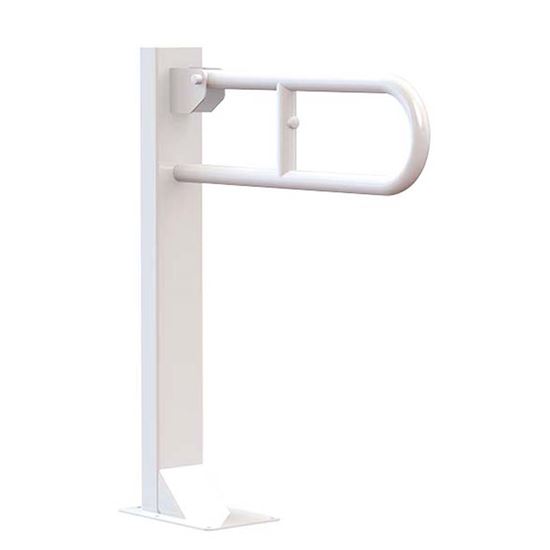 Immagine di BARRA RIBALTABILE MONTAGGIO SU COLONNA, IN ACCIAIO LACCATO A POLVERE EPOSSIDICA, Ø3,2 CM, CON PIASTRA DI FISSAGGIO A PAV