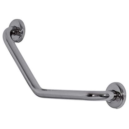 Immagine di CORRIMANO A 45°, IN ACCIAIO INOX LUCIDO, Ø3,2 CM, CON PIASTRE DI FISSAGGIO IN ACCIAIO INOX