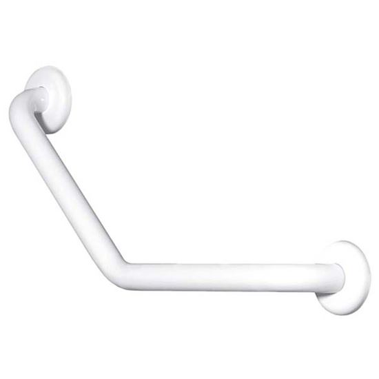 Immagine di CORRIMANO A 45°, IN ACCIAIO LACCATO A POLVERE EPOSSIDICA, Ø3,2 CM, CON PIASTRE DI FISSAGGIO IN ACCIAIO ZINCATO