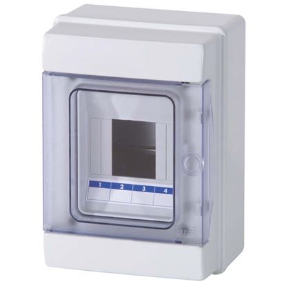 Immagine di CENTRALINO DA PARETE 4 MODULI, PORTA TRASPARENTE, IP65