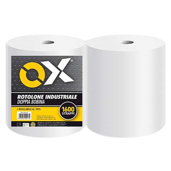 Immagine di ROTOLONE INDUSTRIALE DOPPIA BOBINA, 1600 STRAPPI, 2X800, RICICLABILE AL 100%