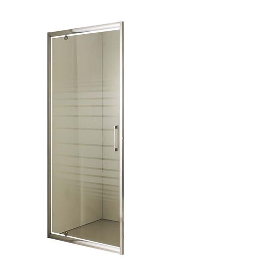 Immagine di PORTA BATTENTE, PROFILO ALLUMINIO BIANCO, CRISTALLO PIUMATO, SPESSORE 6 MM, H195 CM, 68/71 CM