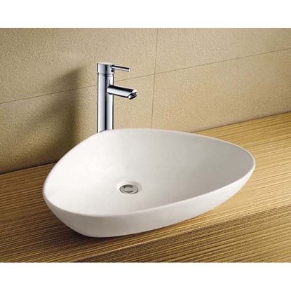 Immagine di LAVABO APPOGGIO TRIANGOLARE SMUSSATO, IN CERAMICA, 59X39X14 CM