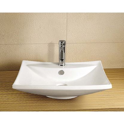 Immagine di LAVABO APPOGGIO, IN CERAMICA, CON FORO PER MISCELATORE, 60X44X17 CM