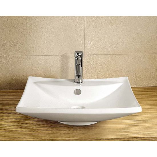 Immagine di LAVABO APPOGGIO, IN CERAMICA, CON FORO PER MISCELATORE, 60X44X17 CM