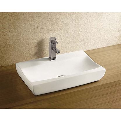 Immagine di LAVABO APPOGGIO RETTANGOLARE, IN CERAMICA, CON FORO PER MISCELATORE, 69X39,5X11,5 CM