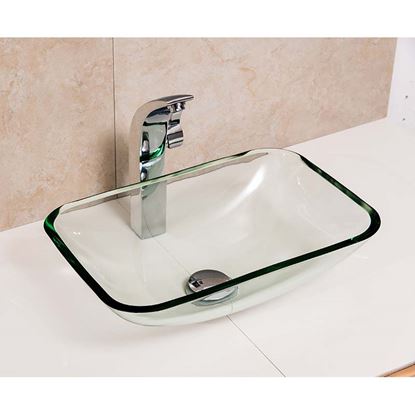 Immagine di LAVABO RETTANGOLARE, IN VETRO, 45X30X17 CM, TRASPARENTE