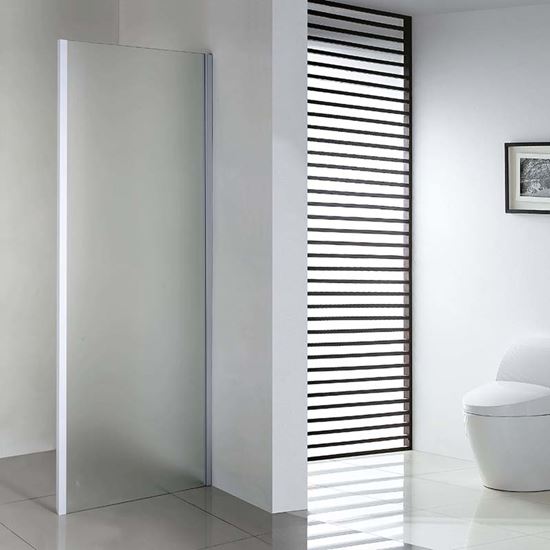 Immagine di LATO FISSO PER PORTE, PROFILO BIANCO, CRISTALLO PIUMATO, SPESSORE 6 MM, 70X195 CM