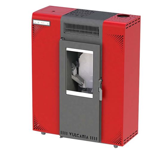 Immagine di STUFA A PELLET VULCANIA MINISLIM 6,5 KW, VOLUME RISCALDABILE 170 M³, RESA 88%, FUMI Ø 80 MM SUPERIORE, PROGRAMMABILE, CAPACITÀ SERBATOIO 11 KG, L700XP265XH900 MM, RIVESTIMENTO IN ACCIAIO, COLORE ROSSO
