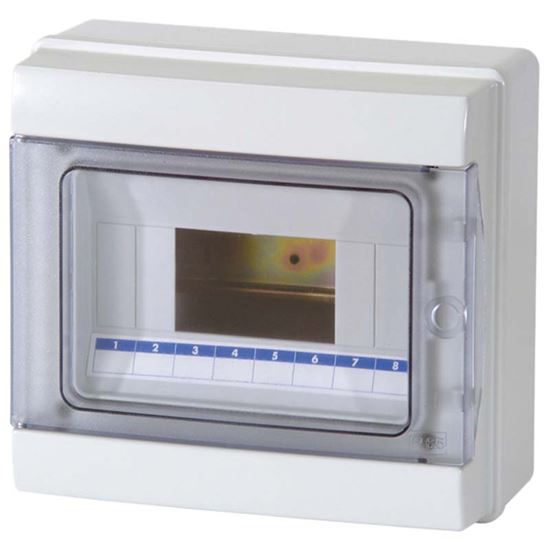 Immagine di CENTRALINO DA PARETE 8 MODULI, PORTA TRASPARENTE, IP65