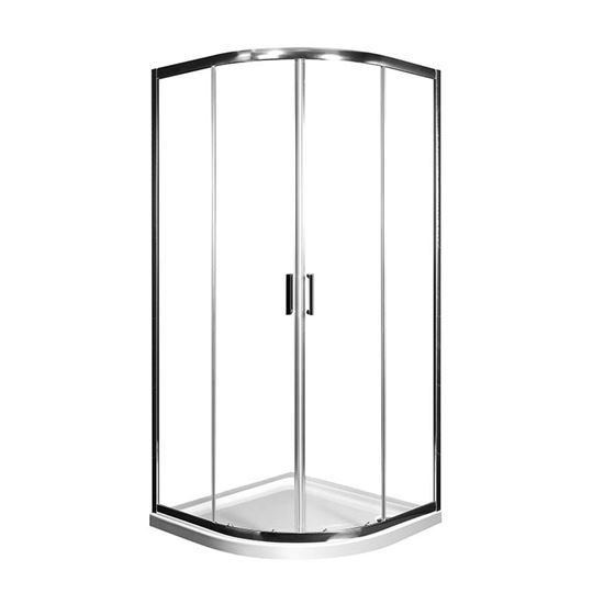 Immagine di BOX DOCCIA TEO 80X80 CM, SEMICIRCOLARE, PROFILO CROMO, CRISTALLO TRASPARENTE, SPESSORE 6 MM