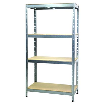 Immagine di SCAFFALE 4 RIPIANI KIT JOKER, LEGNO-METALLO, ZINCATO, 120X50X180 CM, 300 KG PER RIPIANO, MONTAGGIO AD INCASTRO