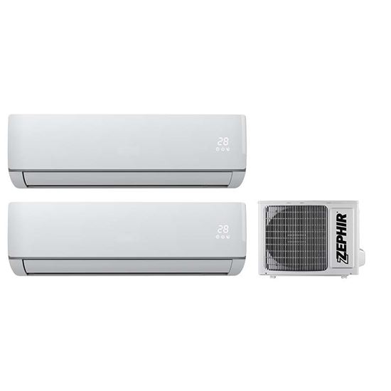 Immagine di CONDIZIONATORE ZEPHIR ZRD9000+12000, GAS R32, CAPACITÀ 2,6/2,8 KW, SEER 7,21, SCOP 4,1, CLASSE A++/A+, 39/26 DB, 815X270X210 MM