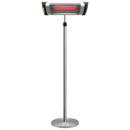 Immagine di RISCALDATORE ELETTRICO DUE LAMPADE ALOGENE 2100W, BASE Ø 40 CM, H 205 CM, IP44, COLORE CROMO