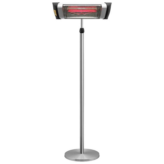 Immagine di RISCALDATORE ELETTRICO DUE LAMPADE ALOGENE 2100W, BASE Ø 40 CM, H 205 CM, IP44, COLORE CROMO