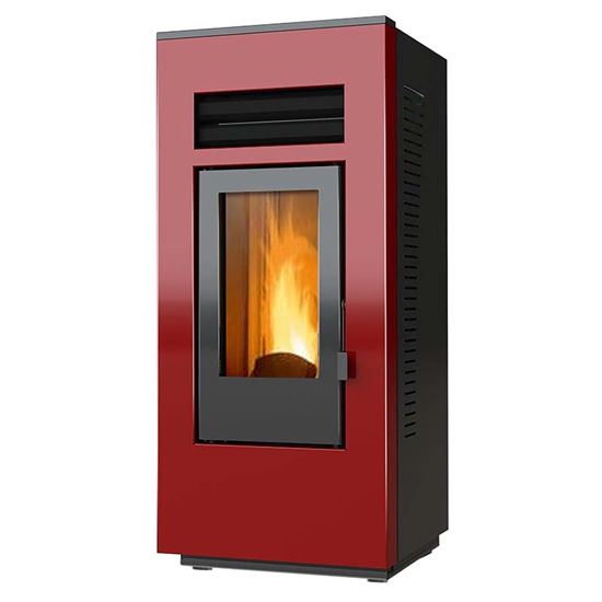 Immagine di STUFA A PELLET OPTIMA ONE 8 KW, BRACIERE IN GHISA, FOCOLARE VERMICULITE, DOPPIO FASCIO TUBIERO ACCIAIO INOX, COLORE ROSSO
