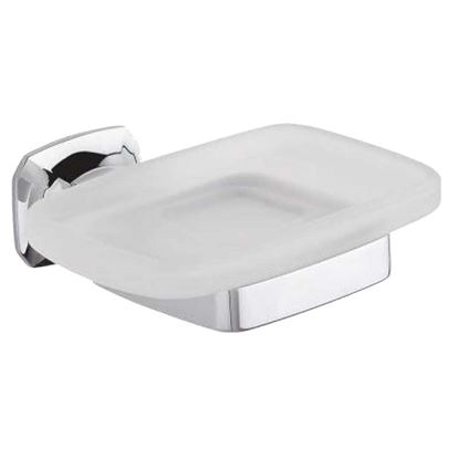 Immagine di PORTA SAPONE AIDA, IN OTTONE E VETRO, COLORE CROMO