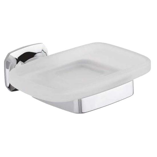 Immagine di PORTA SAPONE AIDA, IN OTTONE E VETRO, COLORE CROMO