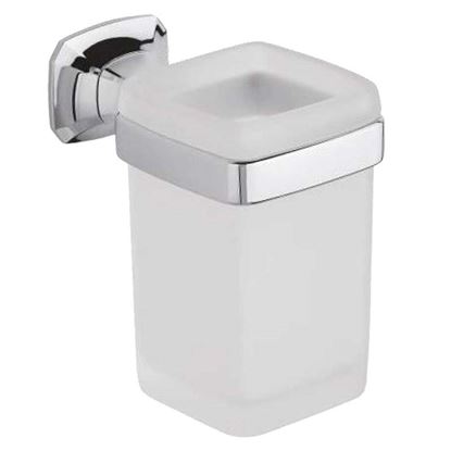 Immagine di PORTA SPAZZOLINI AIDA, IN OTTONE E VETRO, COLORE CROMO