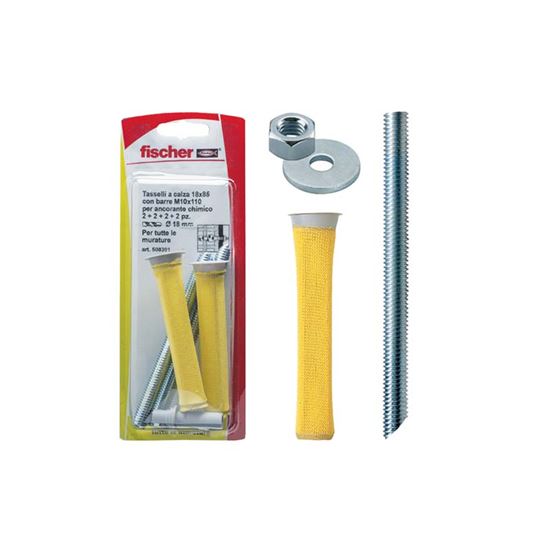 Immagine di TASSELLI A CALZA, Ø 18X85 MM,  2 PEZZI PER CHIMICO, BARRA M10X110 MM