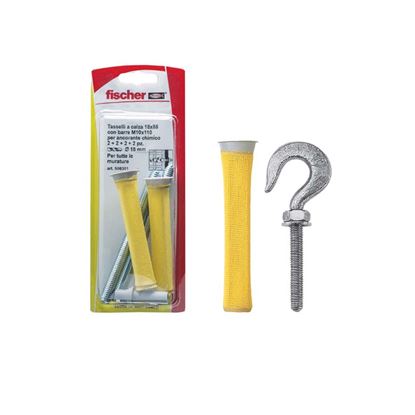 Immagine di TASSELLI A CALZA, Ø 18X85 MM,  2 PEZZI PER CHIMICO, BARRA CON GANCIO M8X60 MM