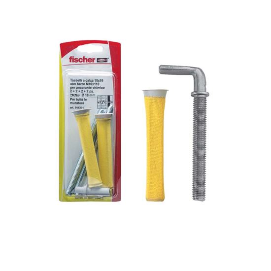 Immagine di TASSELLI A CALZA, Ø 18X85 MM,  2 PEZZI PER CHIMICO, BARRA CON CANCANO M10X93 MM