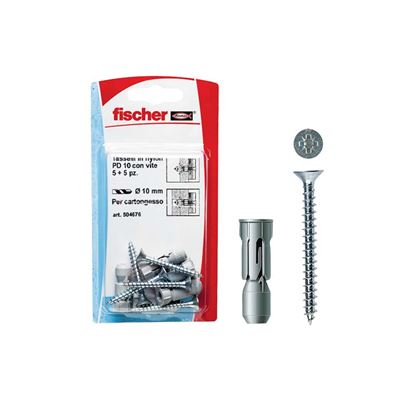 Immagine di TASSELLI NYLON FISCHER, 5 PEZZI CON VITE PER CARTONGESSO,  PD 8S K