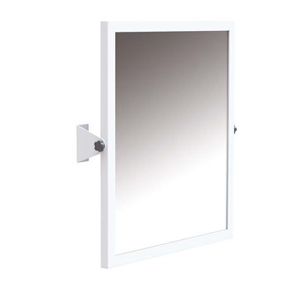 Immagine di SPECCHIO BASCULANTE CON CORNICE IN ACCIAIO LACCATA BCO CON PELLICOLA POSTERIORE ANTINFORTUNISTICA FISSAG A PARETE
