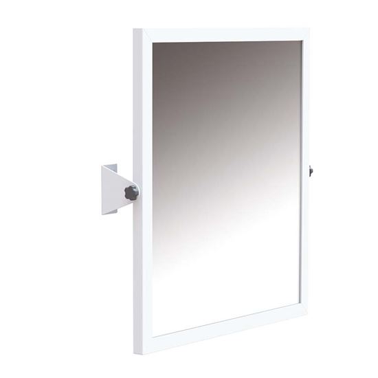 Immagine di SPECCHIO BASCULANTE CON CORNICE IN ACCIAIO LACCATA BCO CON PELLICOLA POSTERIORE ANTINFORTUNISTICA FISSAG A PARETE