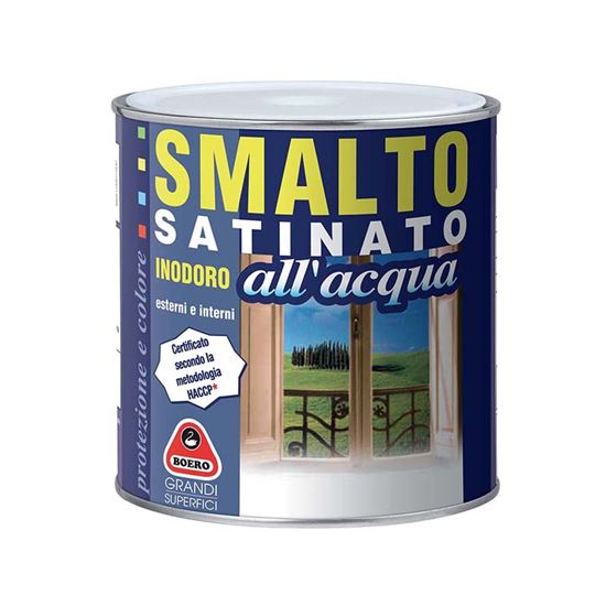 Immagine di SMALTO SATINATO ALL'ACQUA, HACCP, INODORE, FACILE APPLICAZIONE, INTERNO CHE ESTERNO, RAPIDA ESSICAZIONE, 2,5 LT