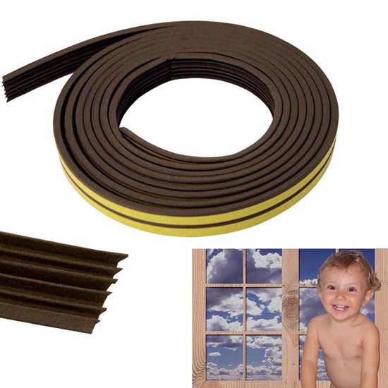 Immagine di PARASPIFFERI ADESIVO, PER PORTE E FINESTRE, IN GOMMA, MARRONE