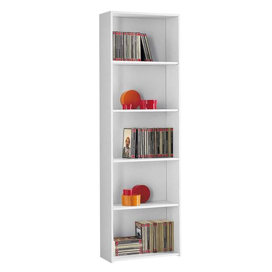 Immagine di LIBRERIA 5 VANI, STRUTTURA MALAMINICO, FINITURE BIANCO