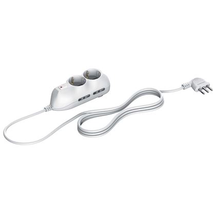 Immagine di MULTIPRESA SLOT 6, 4 PRESE BIPASSO 10/16A, 2 PRESE TEDESCHE, INTERRUTTORE AUTOMATICO, CAVO 1,5 MT, COLORE BIANCO